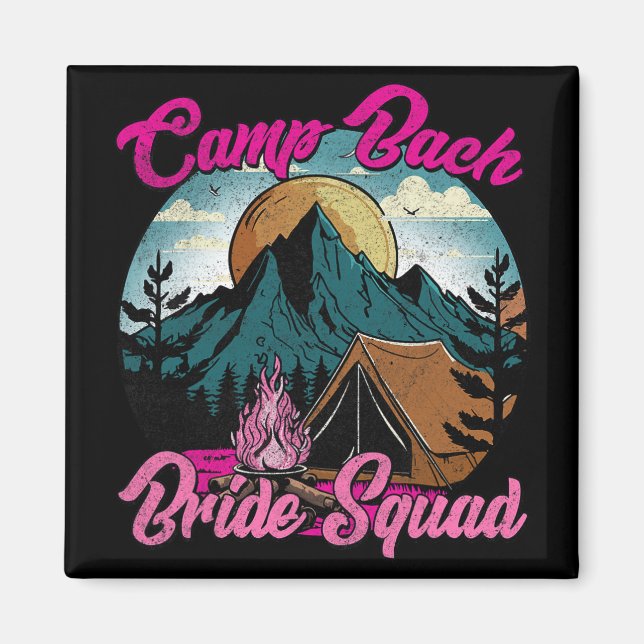 Imã Equipe da Noiva Acampamento de Acampamento Retro F (Frente)