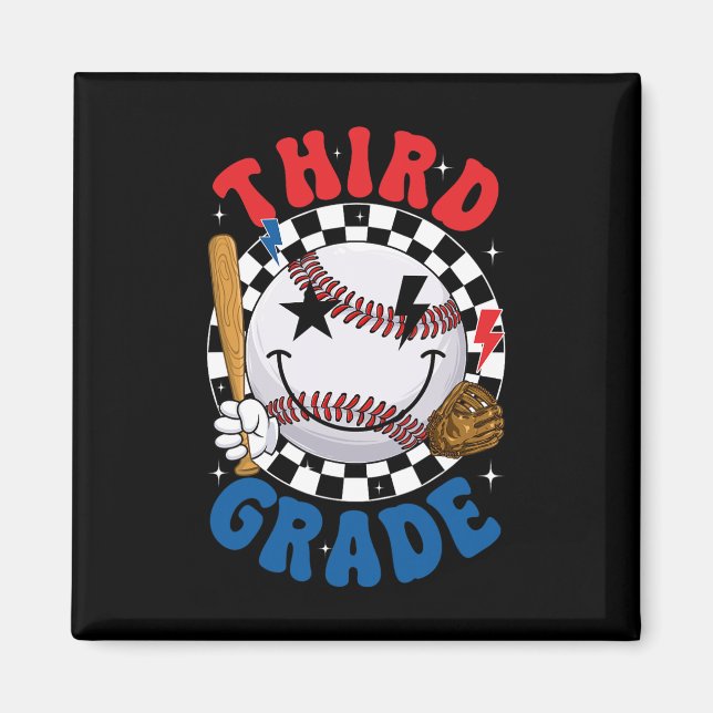 Imã Equipe de beisebol da terceira série Groovy primei (Frente)