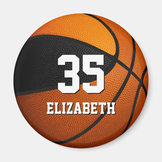 Imã equipe de cor laranja negra cores meninas basquete (Frente)