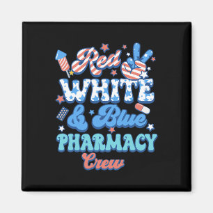 Imã Equipe de Farmácia Groovy Vermelho Branco Azul Far