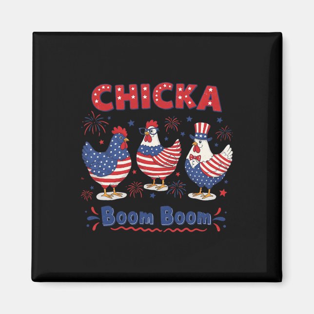 Imã Equipe de Frango Chicka Boom Boom Patriota 4 de Ju (Frente)