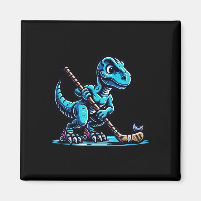 Imã Equipe de jogador de hóquei de campo Dinosaur Dino (Frente)