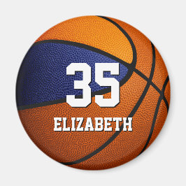 Imã equipe de laranja azul cores feminino basquetebol 