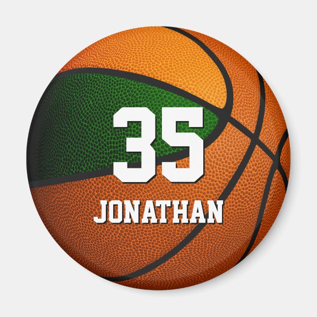 Imã equipe de laranja verde cores rapazes basquetebol  (Frente)