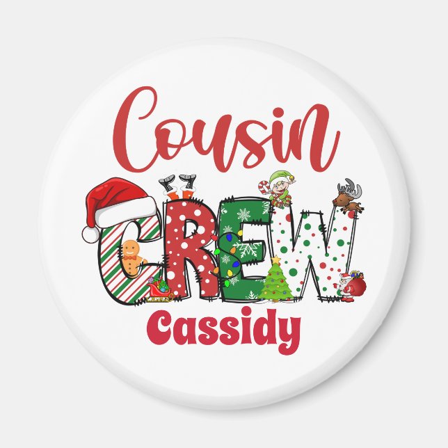 Imã Equipe de Natal do Primo Retro Personalizado (Frente)
