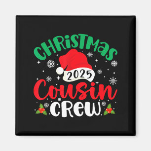 Imã Equipe de Primos de Natal 2025 Gorro de Papai Noel