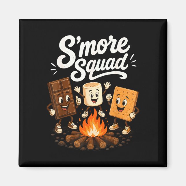 Imã Equipe de S'mores divertido marshmallow fogueira  (Frente)