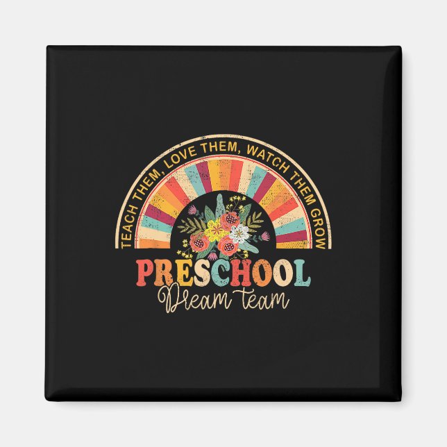 Imã Equipe de Sonho da Pré-Escola Retro Groovy de Volt (Frente)
