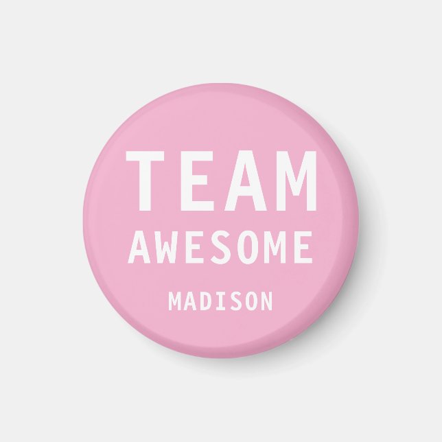 Imã Equipe Divertida Incrível Nome Personalizado Rosa (Frente)