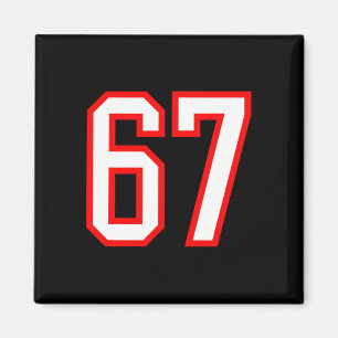 Imã Equipe Esportiva Número #67 Branco Vermelho Varsit