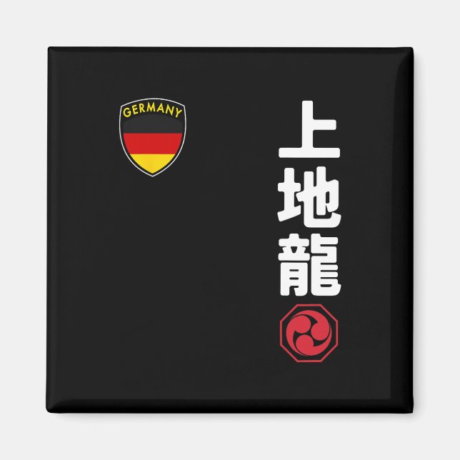 Imã Equipe Karate Uechi Ryu Bandeira Alemã Japonesa (Frente)