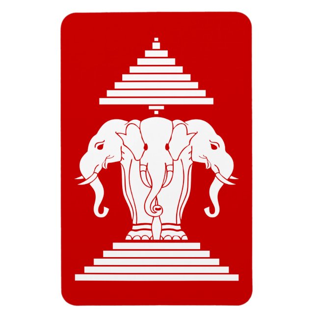 Ímã Erawan Three Headed Elephant Lao / Laos Flag (Vertical)