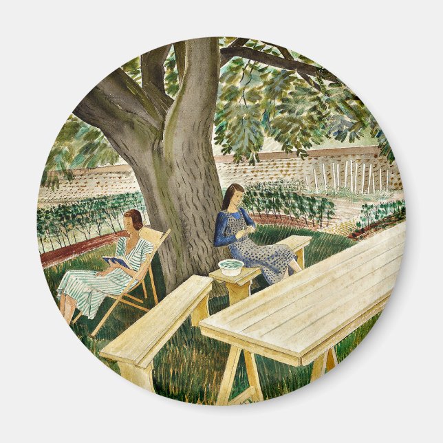 Imã Eric Ravilious - Duas Mulheres em um Jardim, belas (Frente)
