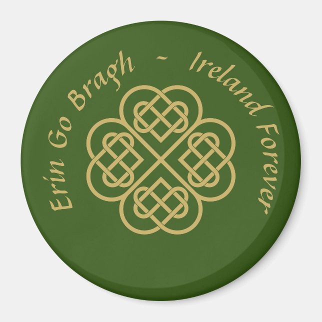 Imã Erin Go Bragh Dourado Celta Shamrock (Frente)