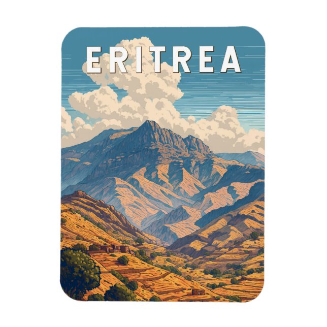 Ímã Eritreia Illustração Viagem Art Vintage (Vertical)