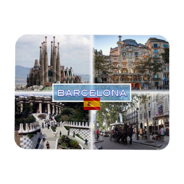 Ímã ES Barcelona - Sagrada Família - Casa Batllo (Horizontal)