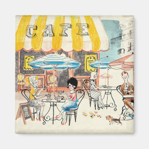 Imã Esboço bonito da cena de France Café
