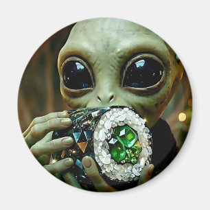Imã Esboço de Alien Extraterrestre e Comida Cristalina