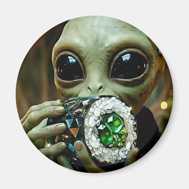 Imã Esboço de Alien Extraterrestre e Comida Cristalina (Frente)