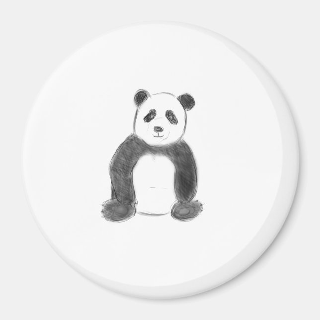 Imã Esboço preto e branco do panda (Frente)