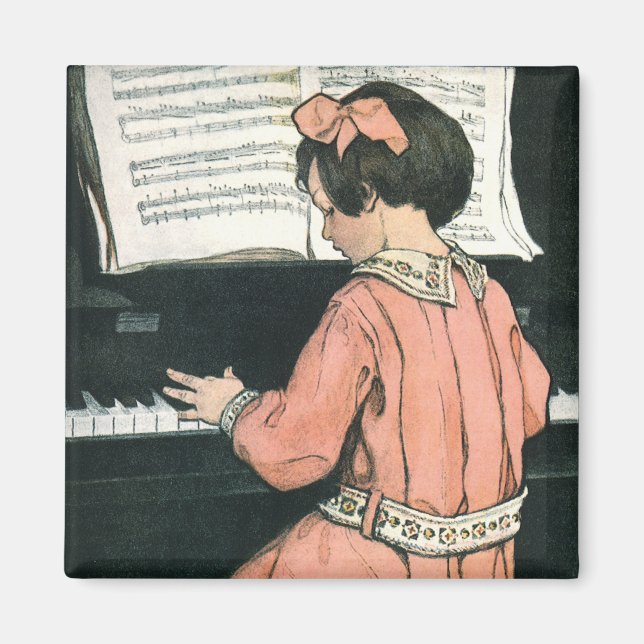 Imã Escalas por Jessie Willcox Smith, Piano Music Girl (Frente)