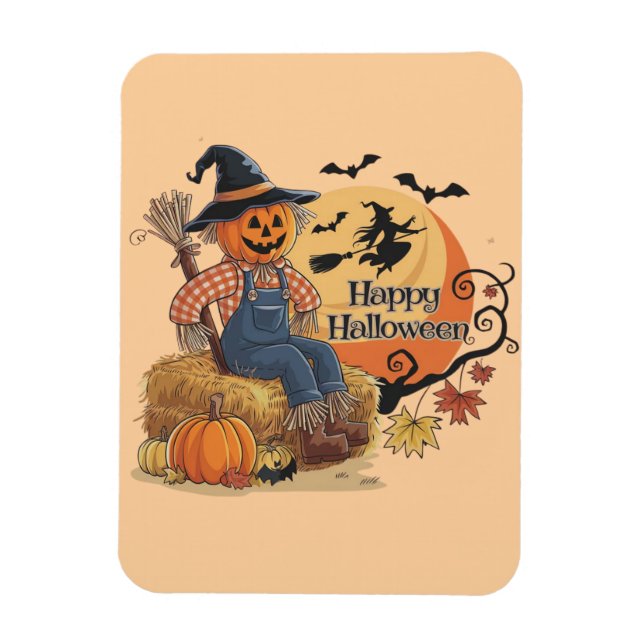 Ímã Escarneiro Pumpkin Halloween Rustic Vibs Art (Vertical)
