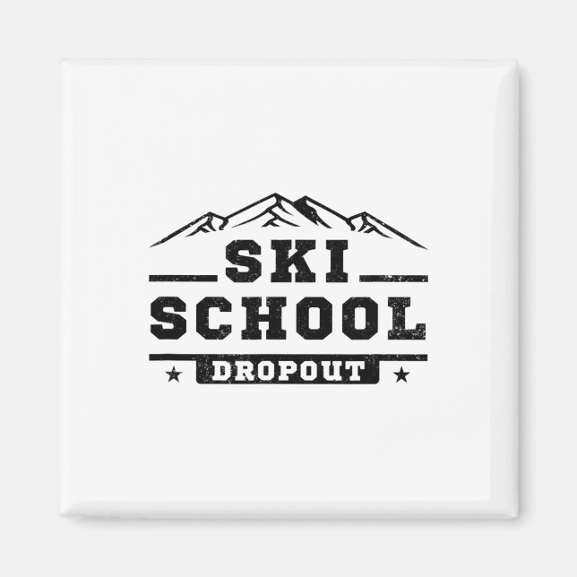 Imã Escola de Esqui Divertida Desistente Esquiando Esq (Frente)