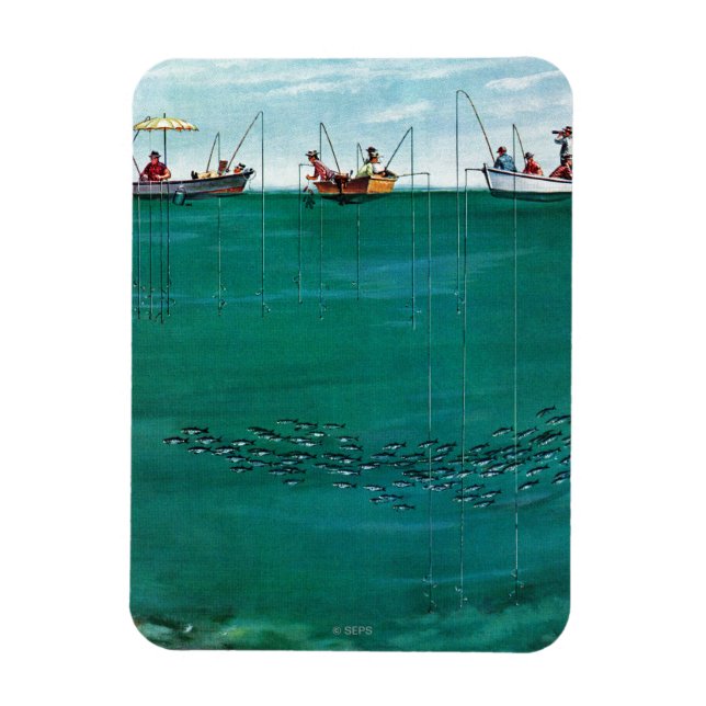 Ímã Escola de Peixes entre Linhas por Thornton Utz (Vertical)