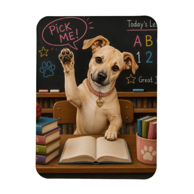 Ímã Escolha Me! Cachorro Cute da Escola Levanta Pata (Vertical)