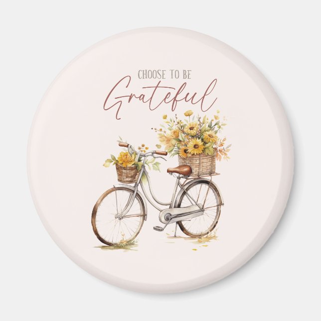 Imã Escolha ser grata - Bicicleta e queda russa (Frente)