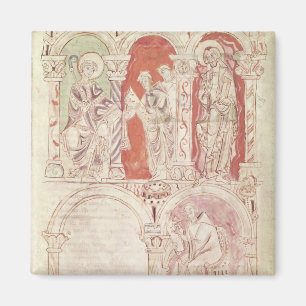 Imã escrevendo John Cassian e monges oferecendo