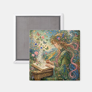Imã Escrevendo o Mundo Art Nouveau