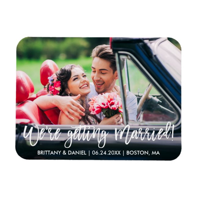 Ímã Escrita em pincel Estamos nos casando Salvar a Dat (Horizontal)