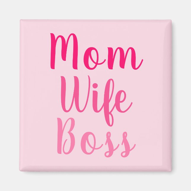 Imã Escrita personalizada cor-de-rosa com chefe da mãe (Frente)