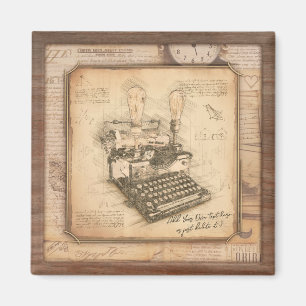 Imã Escrita Vintage. Presente de Autor/Escritor