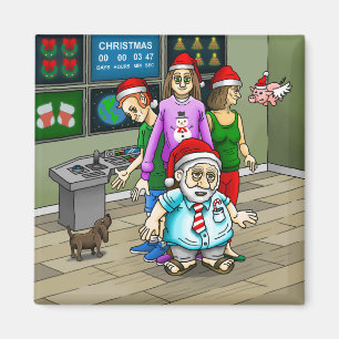 Imã Escritório de Natal com Papai Noel