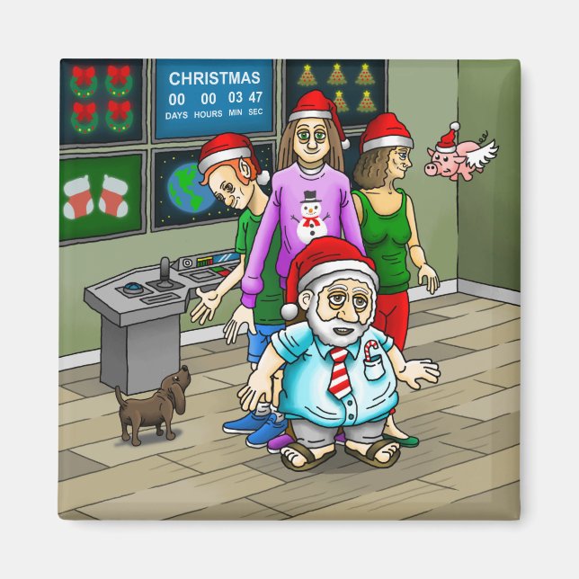 Imã Escritório de Natal com Papai Noel (Frente)