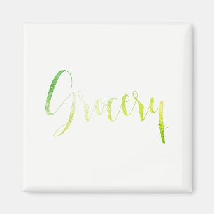 Imã Escritório inicial do Grocery Green Leaf Black Pla