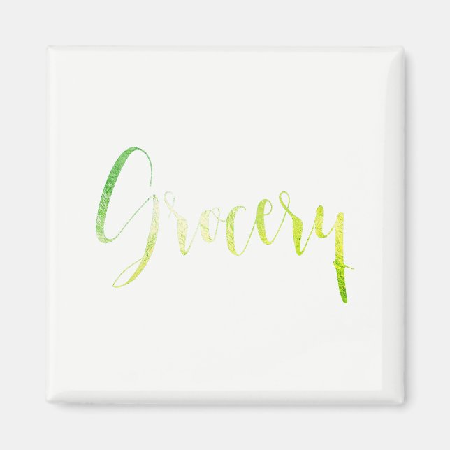 Imã Escritório inicial do Grocery Green Leaf Black Pla (Frente)