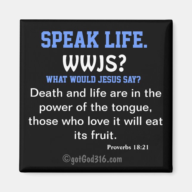 Imã Escritura de Falar Vida. gotGod316.com (Frente)