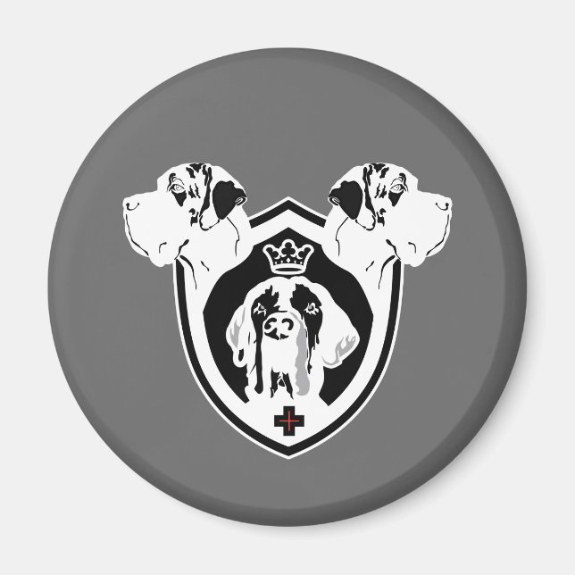 Imã Escudo de Armas do Great Dane preto e branco (Frente)