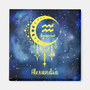 Imã Escuro Azul e Amarelo - Nome Personalizado Magnet