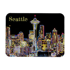 Ímã Escuro seja a noite - Luminoso Seattle Skyline