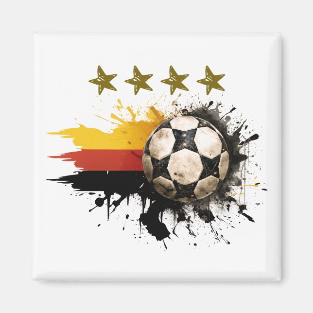 Imã Esfera de futebol com bandeira alemã e quatro estr (Frente)