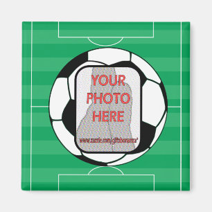 Imã Esfera personalizável de futebol fotográfico