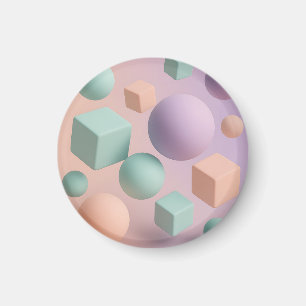 Imã Esferas Geométricas Pastel Cubos
