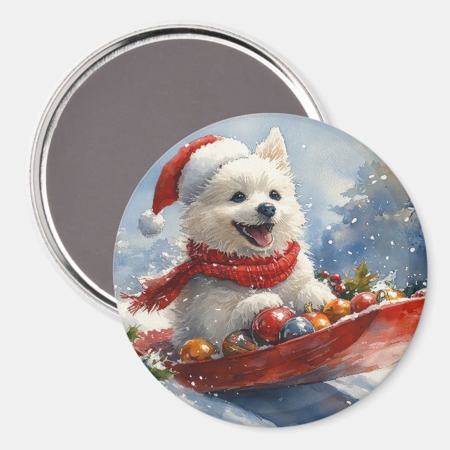 Imã Eskimo Americano em Trenó Deixe Nevar Natal (Front/Back)