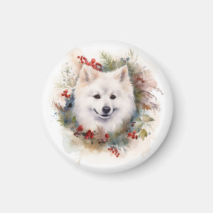 Imã Eskimo Natal Americano Wreath Festivo Pup