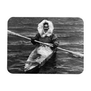 Ímã Eskimo vintage EUA Alasca e seu kayak 1970