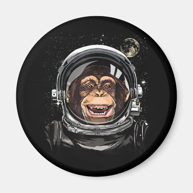 Imã Espaço Exterior Macaco Astronauta Zoológico Selvag (Frente)